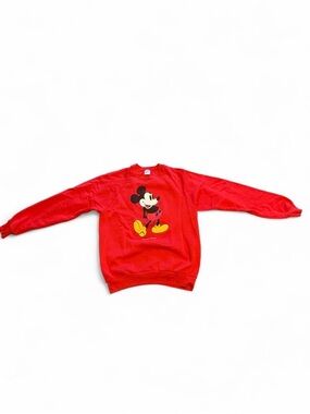 VTG 80s Mickey Mouse Red Sweatshirt Classic Red Walt Disney Raglan Size XLarge